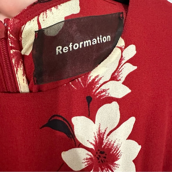 Reformation Virginia Crimson Floral Midi Dress Size 6 - Picture 7 of 10